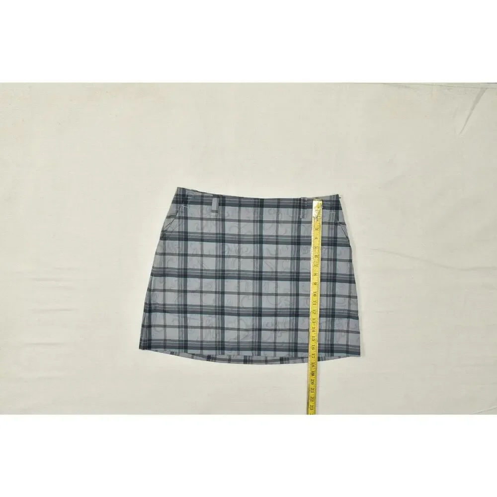 Nike Golf Dri-Fit Skort Size 14 Gray Plaid Swirl Pattern Active Athletic Golf